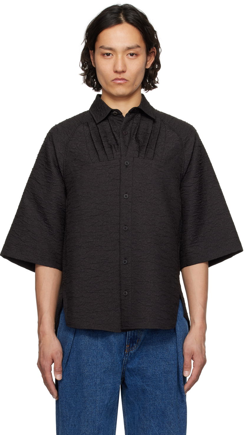 Košulja ADER ERROR ADER error Product. 53 Textured Short Sleeve Shirt Crna | BO01SSSH0201BK