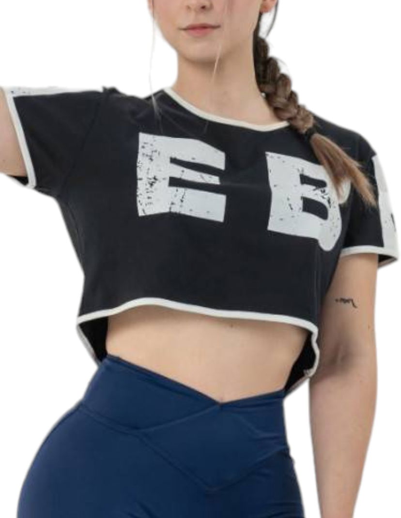 Crop top NEBBIA Oversized Crop Top GAME ON Crna | 62089100