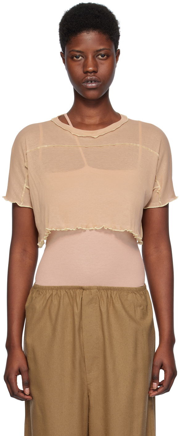Crop top Baserange Crop T-Shirt Sun Bež | TOSC-CG-SP24