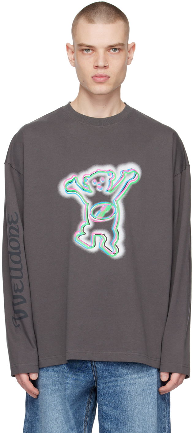 Majica kratkih rukava We11done We11done Teddy Graphic Long Sleeve T-Shirt Siva | WD-TT3-22-833-U-CH