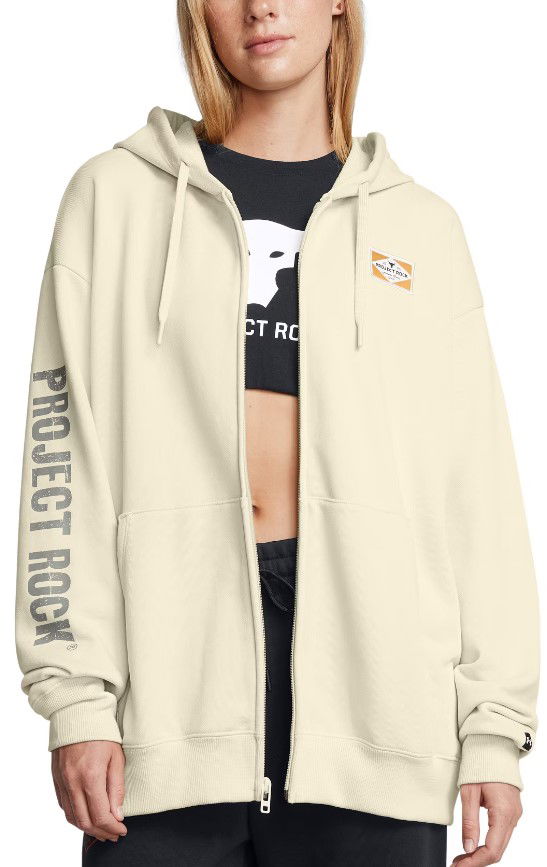 Dukserice Under Armour Project Rock Hard at Work Full-Zip Hoodie Bež | 1386446-273