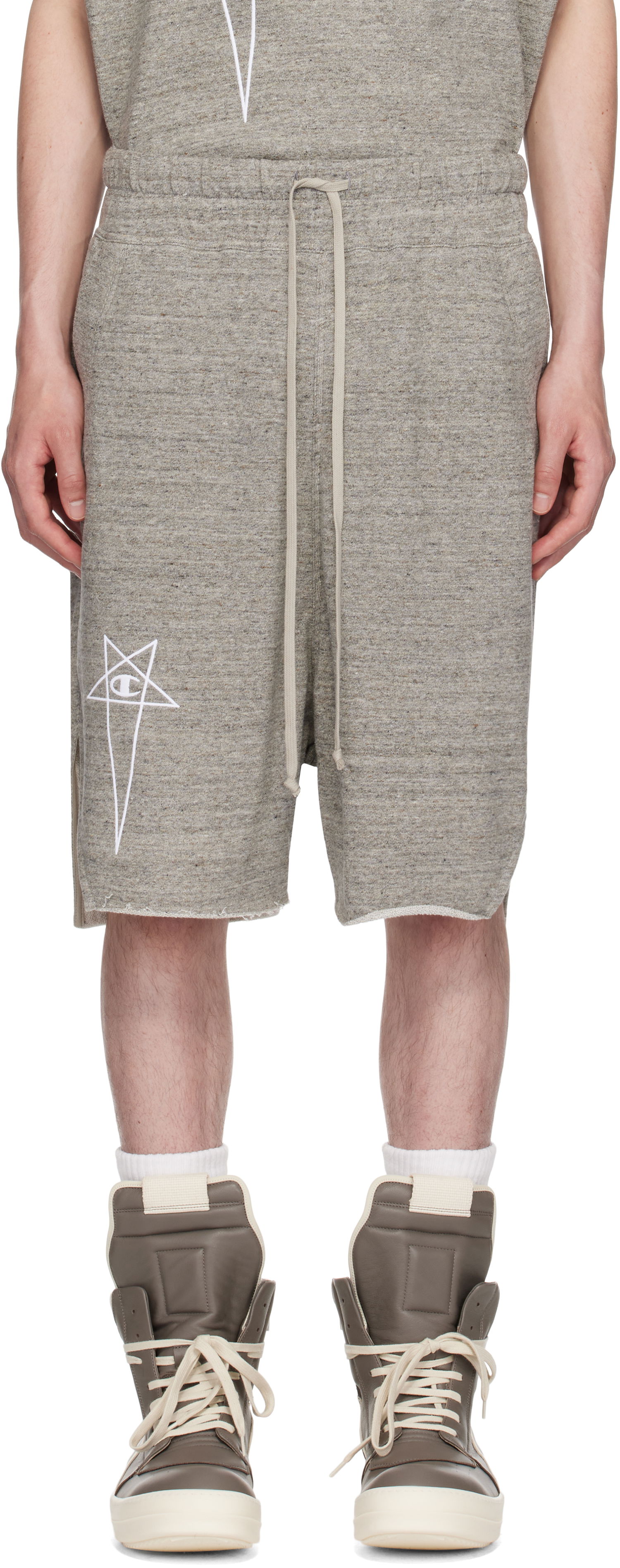 Kratke hlače Rick Owens Rick Owens Champion Edition Beveled Pods Shorts Siva | CM01E1687 CHMJ MELANGE JERSEY, 0