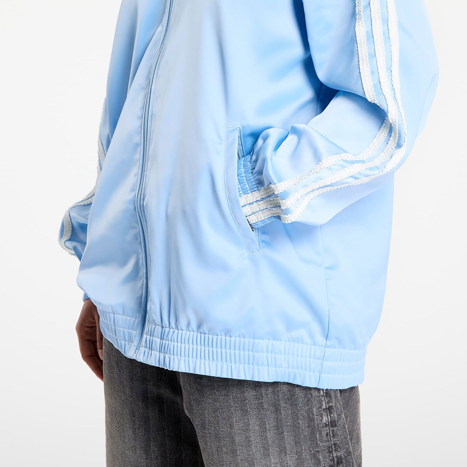 Jakna adidas Originals adidas Originals Satin Firebird Ruffle Track Jacket Plava | KC8811, 1