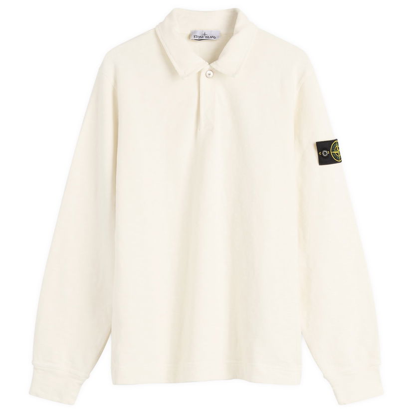 Polo majica Stone Island Brushed Heavy Cotton Long Sleeve Polo Shirt, Size Large Bijela | K2S156100054-V0093