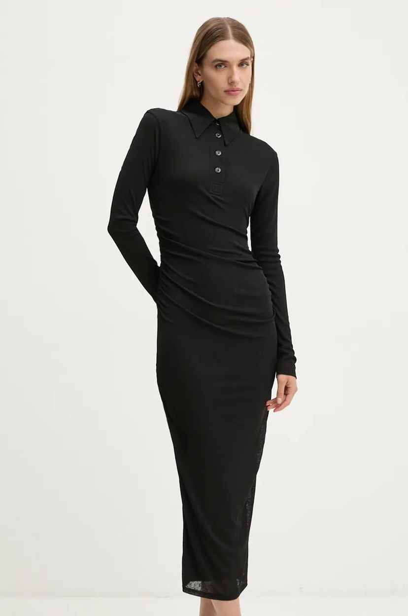 Haljina Nanushka Verity Midi Dress Crna | NW24CRDR00399