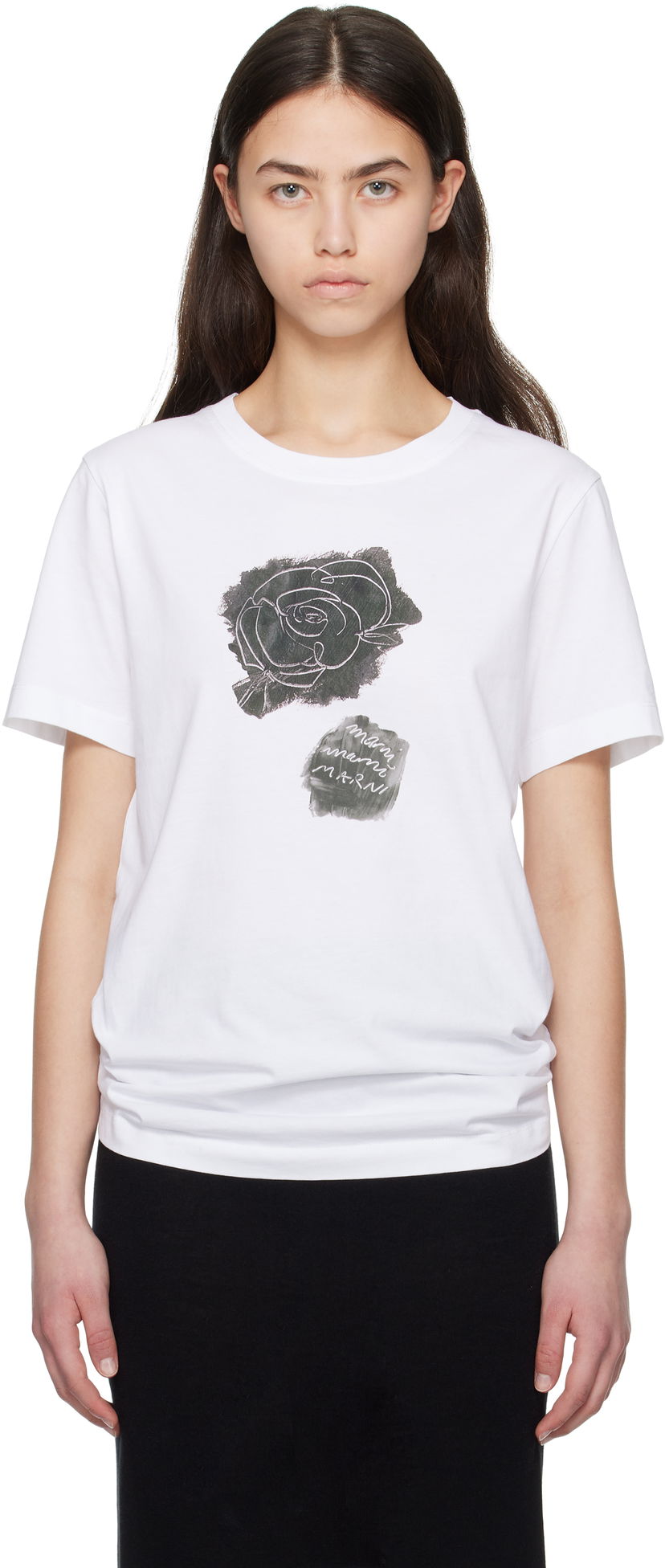 Majica kratkih rukava Marni Marni Brushed Rose Cotton Jersey T-Shirt Bijela | THJE0293PA USCX64