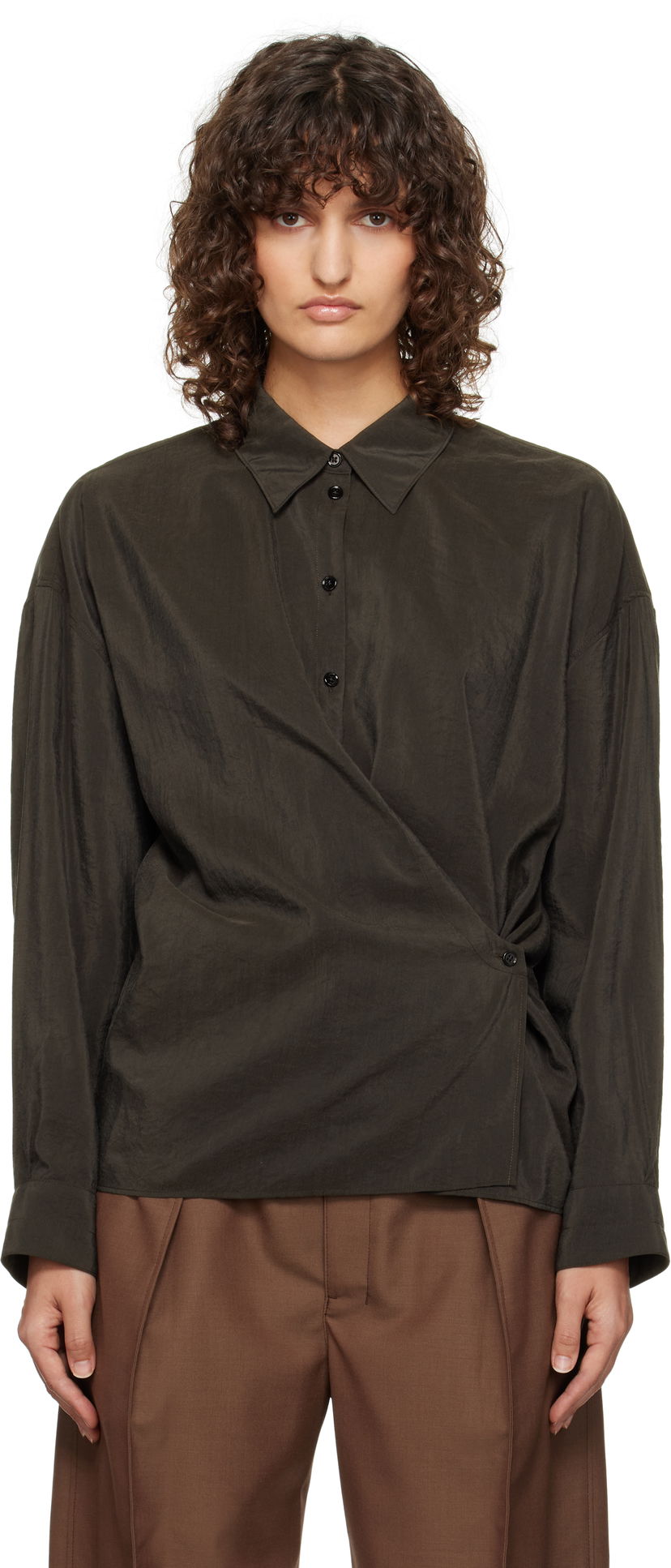 Košulja LEMAIRE Lemaire Straight Collar Twisted Shirt Smeđa | SH1141 LF1308