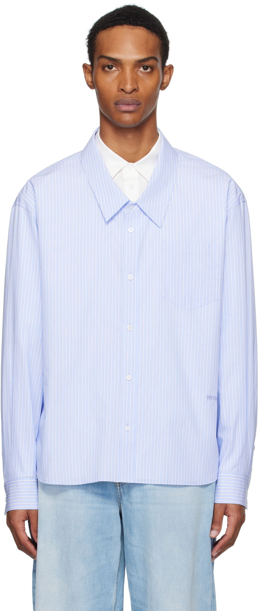 Košulja We11done We11done Striped Layered Shirt Plava | WD-SH2-25-182-M-BL
