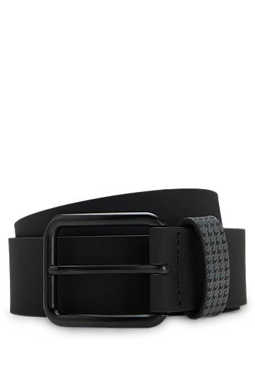 Pojasevi BOSS Porsche x BOSS Italian Leather Belt with Patterned Keeper Crna | 50548406