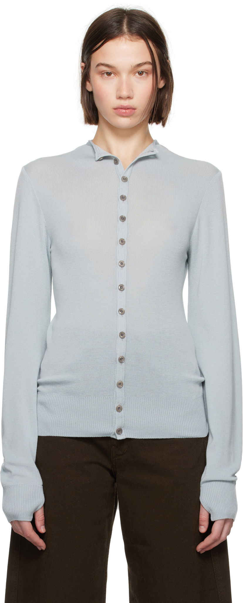 Džemper LEMAIRE Lemaire Fitted Seamless Cardigan Plava | TO1277 LK1032