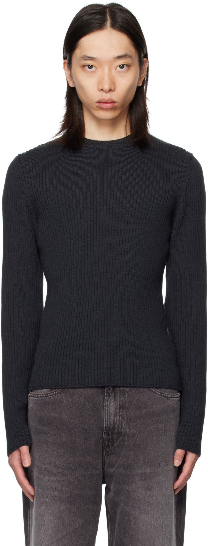 Džemper OUR LEGACY OUR LEGACY Compact Round Neck Sweater Tamnoplava | M4253CO