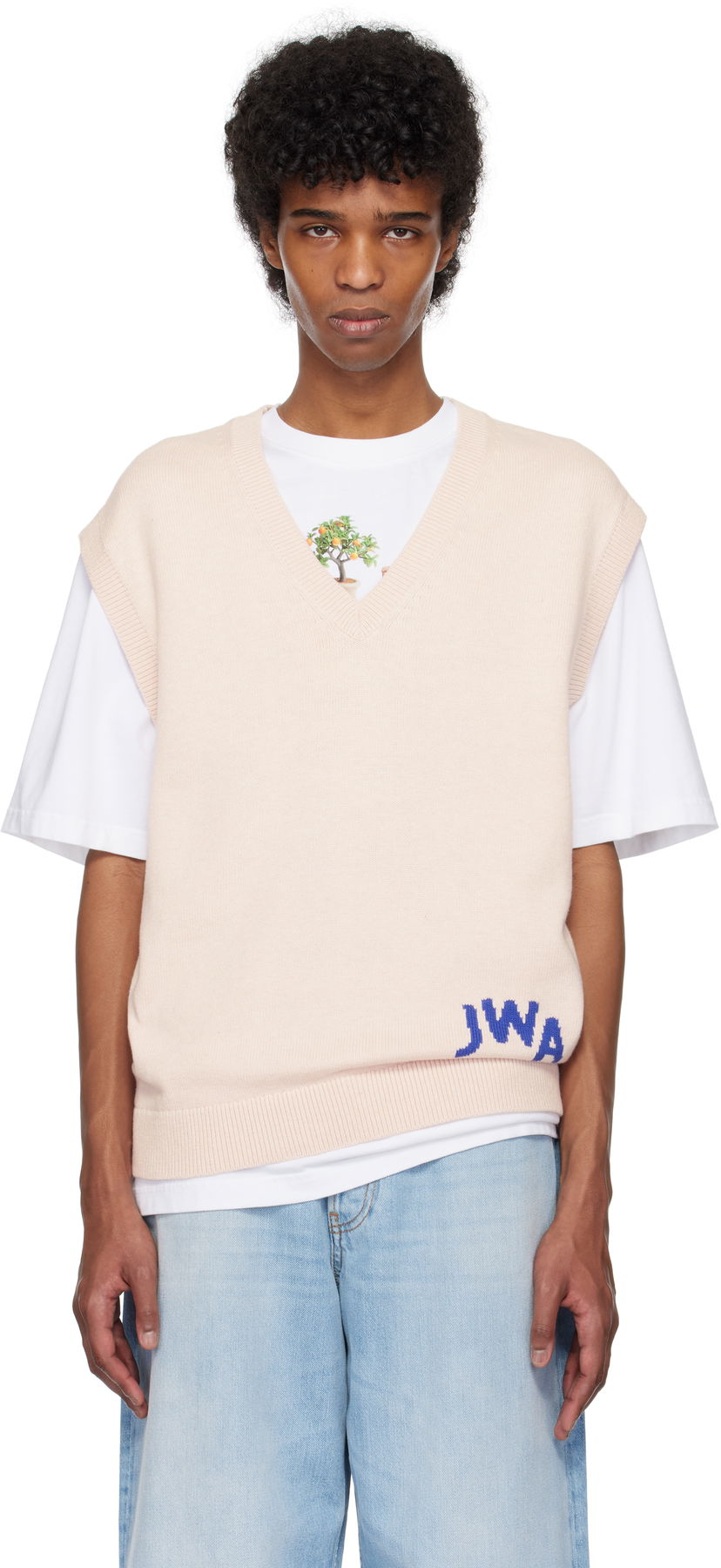 Prsluk JW Anderson JW Anderson 'JWA' V-Neck Knit Vest Ružičasta | KW1349-YN0398
