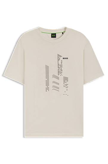 Majica kratkih rukava BOSS BOSS Relaxed-Fit Cotton Jersey T-Shirt with City Graphic Print Bež | 50552184, 0