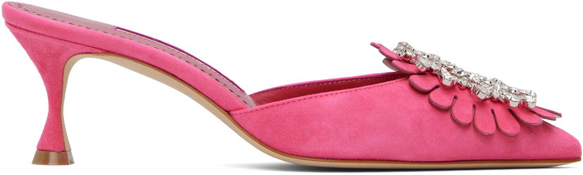 Tenisice i cipele Manolo Blahnik Manolo Blahnik Shogmu Suede Mules with Crystal Embellishment Ružičasta | 125-2854