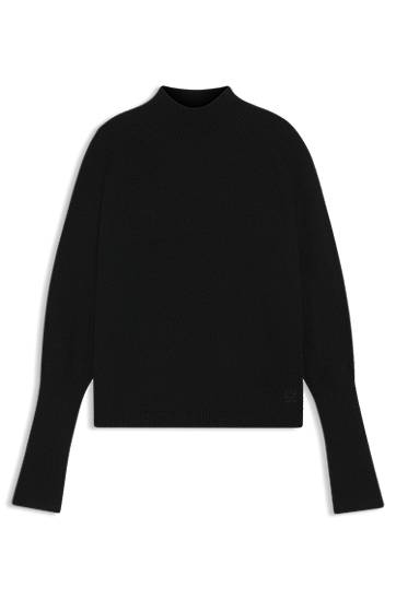 Džemper BOSS Relaxed-fit mock-neck sweater in a wool blend Crna | 50548251