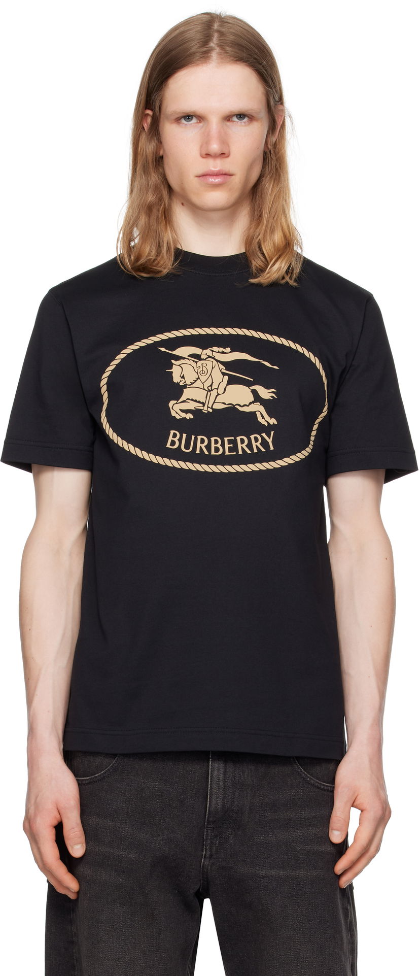 Majica kratkih rukava Burberry Burberry Knight Stamp T-Shirt Crna | 8110953