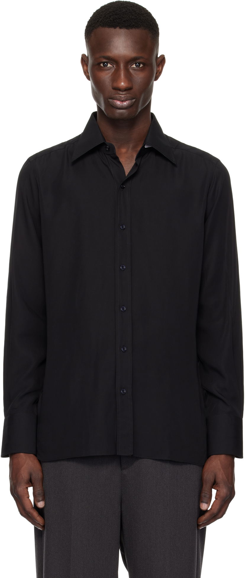 Košulja Tom Ford TOM FORD Lightweight Lyocell Slim Fit Shirt Crna | HSBC01-LYS03