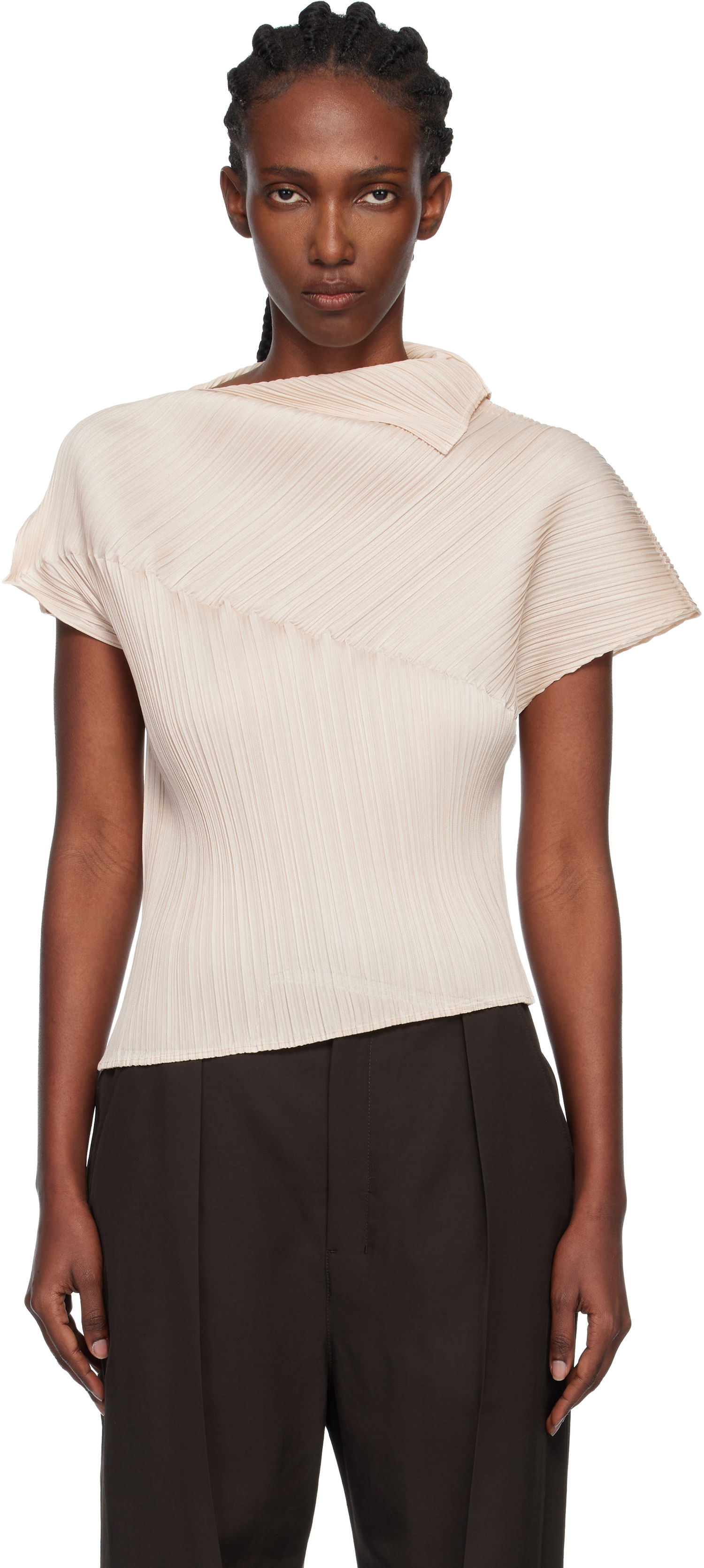 Majice i majice bez rukava Pleats Please Issey Miyake Pleats Please Issey Miyake Pleated Asymmetric Leap Top Bež | PP58JK461, 0