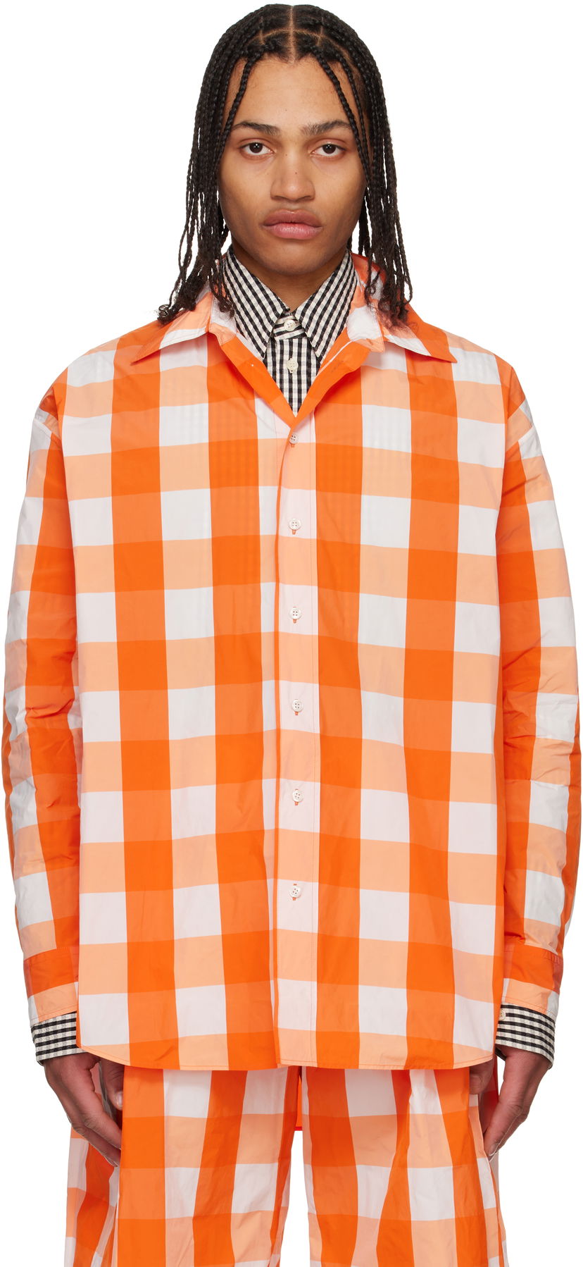 Košulja Walter Van Beirendonck Walter Van Beirendonck Maxi Gingham Button-Up Shirt Narančasta | 6002