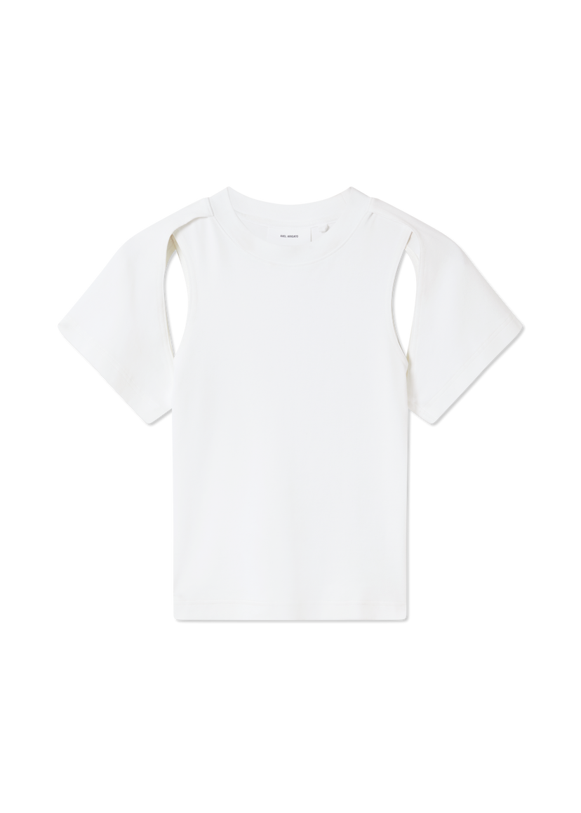 Majica kratkih rukava AXEL ARIGATO Solar Cut-Out Shoulder T-Shirt Bijela | A3418001