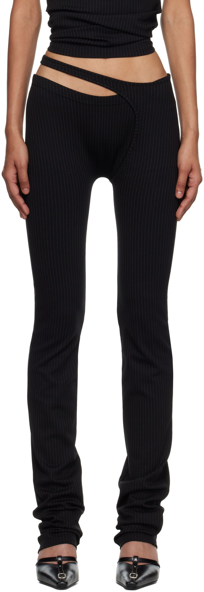 Tajice Ottolinger Ottolinger Ada Pinstripe Leggings Crna | 102-800603-03