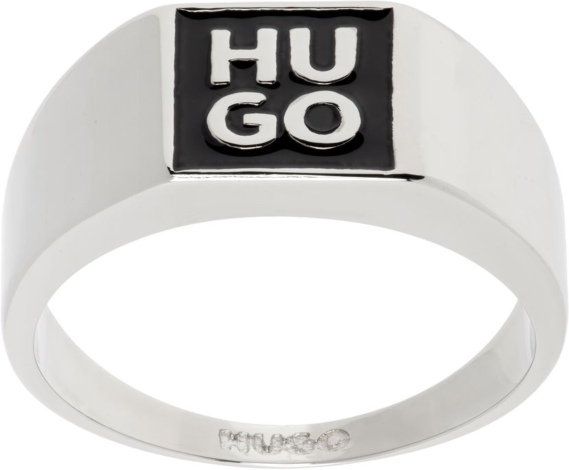 Prsten BOSS Hugo Logo Enamel Ring Metalik | 50544511
