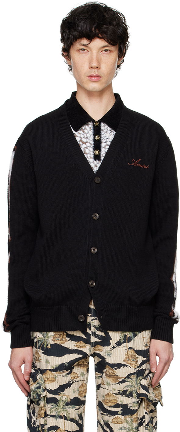 Džemper AMIRI AMIRI Leopard Bones Cardigan Crna | AMKNCD1035