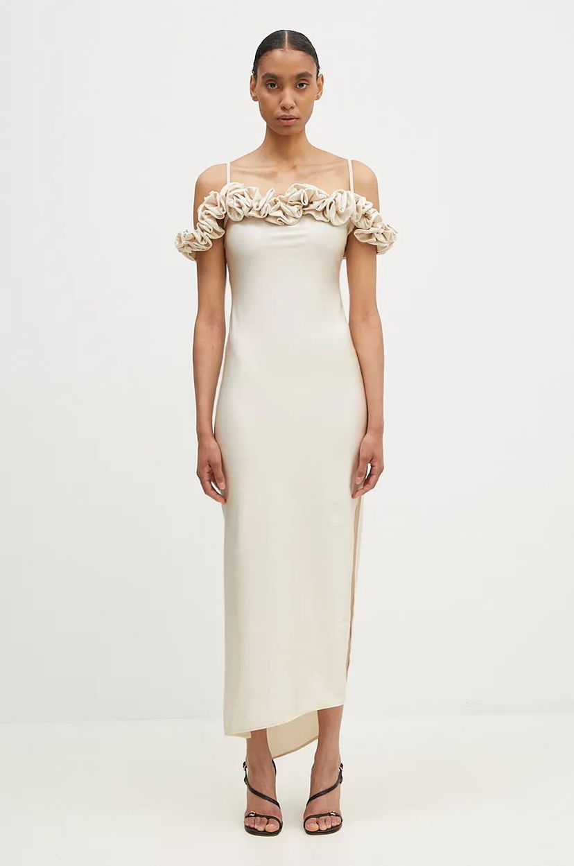 Haljina Coperni Maxi Ruffle Dress Bež | COPR113545
