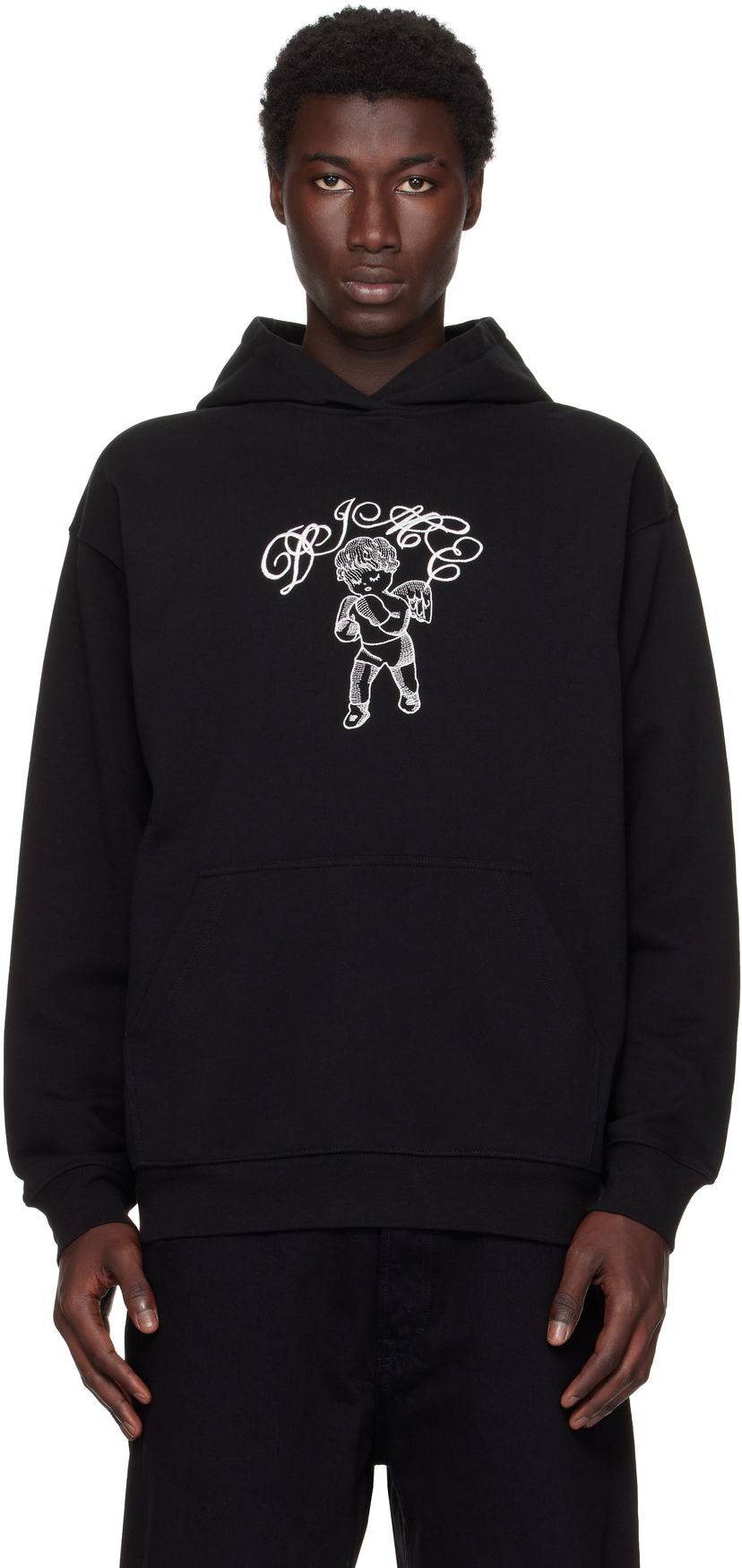 Dukserice Dime Embroidered Fighter Hoodie Crna | DIMESU2544BLK
