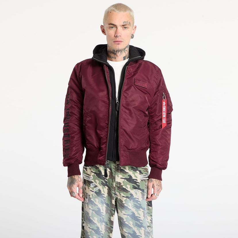 Bomber jakna Alpha Industries MA-1 D-Tec Sleeve Embroidery Bomber Jacket Tamnocrvena | 133104-608