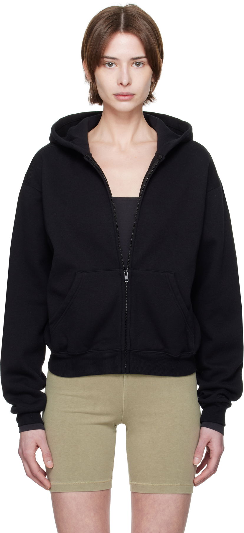 Dukserice SKIMS SKIMS Cotton Fleece Classic Zip Hoodie Crna | ZU-ZUP-8366W