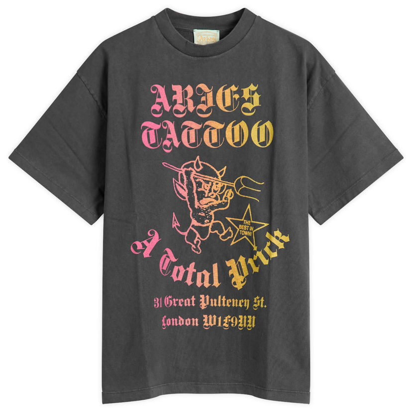 Majica kratkih rukava Aries Faded Tattoo Shop T-Shirt Siva | AR60013-BLK
