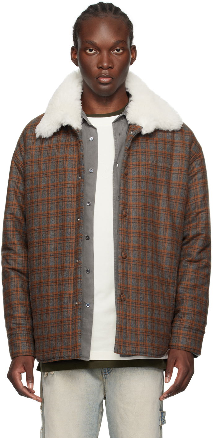 Jakna We11done We11done Insulated Plaid Faux-Shearling Jacket Smeđa | WD-SH2-24-170-M-BR