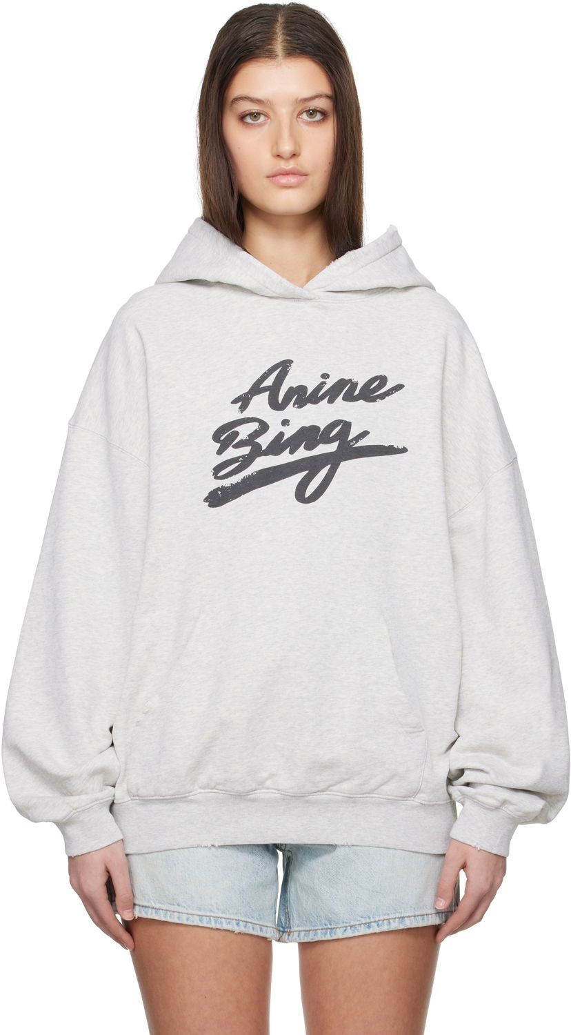 Dukserice Anine Bing Anine Bing Harvey Signature Hoodie Siva | A-08-10525-GRY1