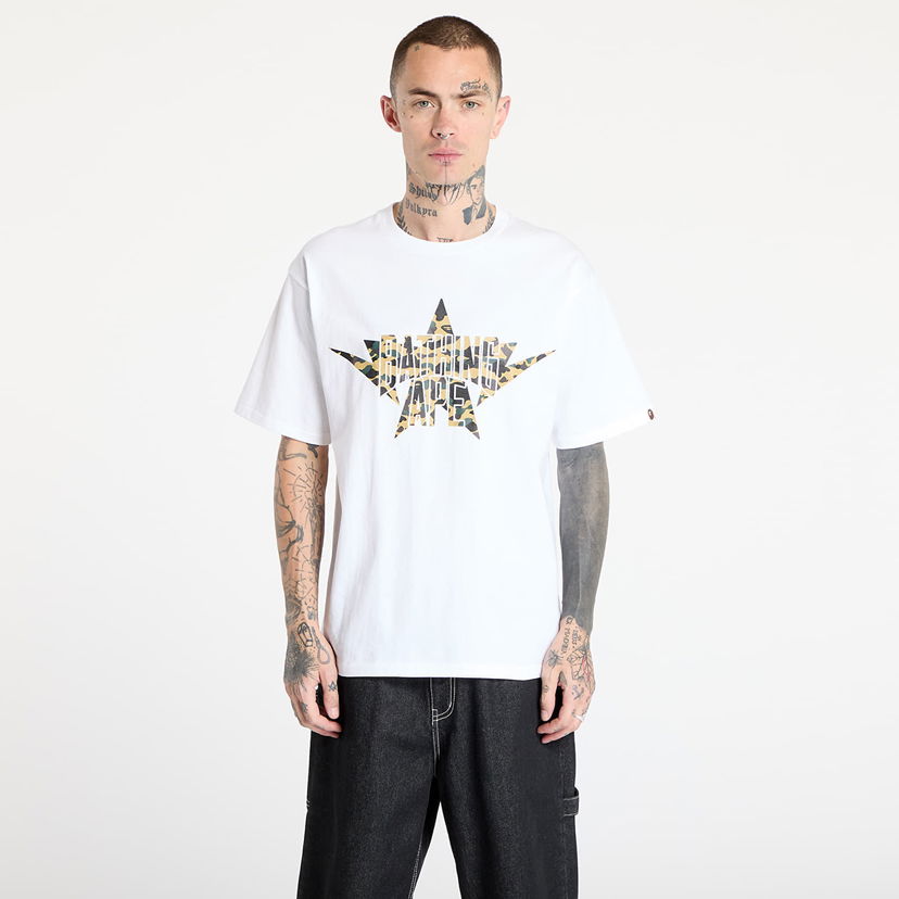 Majica kratkih rukava BAPE A BATHING APE 1st Camo Twin Star NYC Tee Bijela | 001TEL301013MWHD