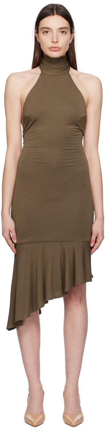 Haljina Miaou Miaou Karina Halter Neck Midi Dress Smeđa | 5028TJBPOLV