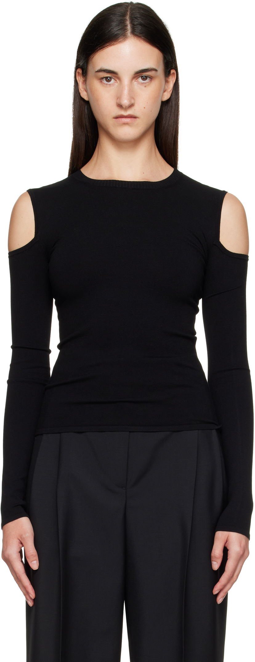 Majica kratkih rukava Max Mara Max Mara Vik Cold-Shoulder Top Crna | 2511361092600