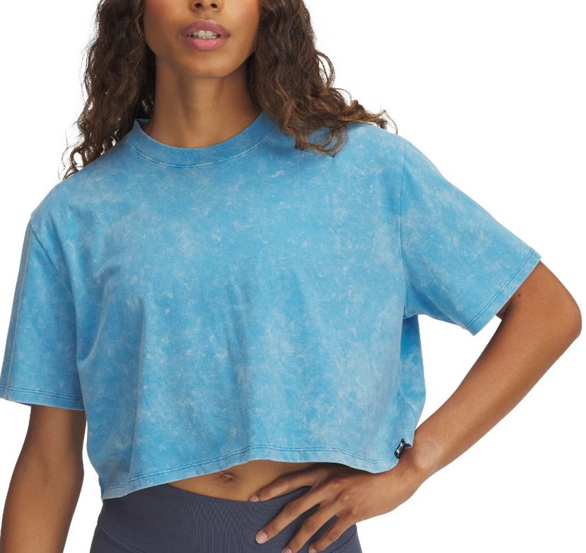 Crop top Under Armour Under Armour Rival Wash Cropped T-Shirt Plava | 1389724-452