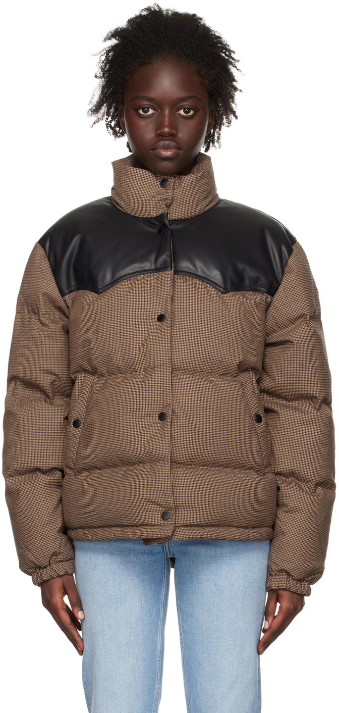 Pernata jakna rag & bone Rag & Bone Cal Houndstooth Down Jacket Smeđa | WAW22F2031FA31