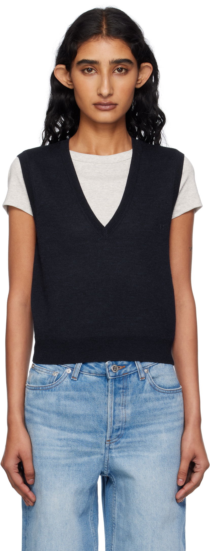 Džemper A.P.C. A.P.C. Lise Knit Vest Tamnoplava | WVBEE-F22329
