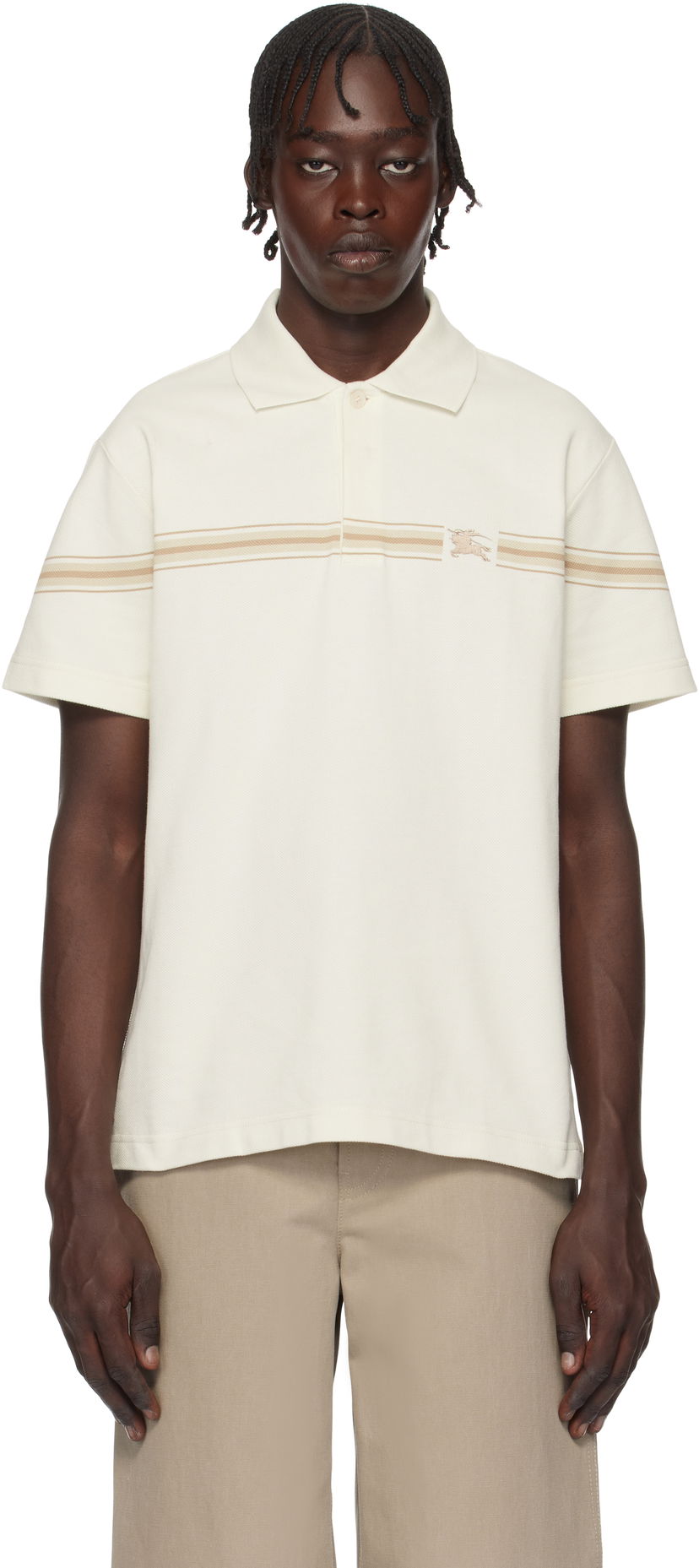 Polo majica Burberry Striped Cotton Polo Bijela | 8104054