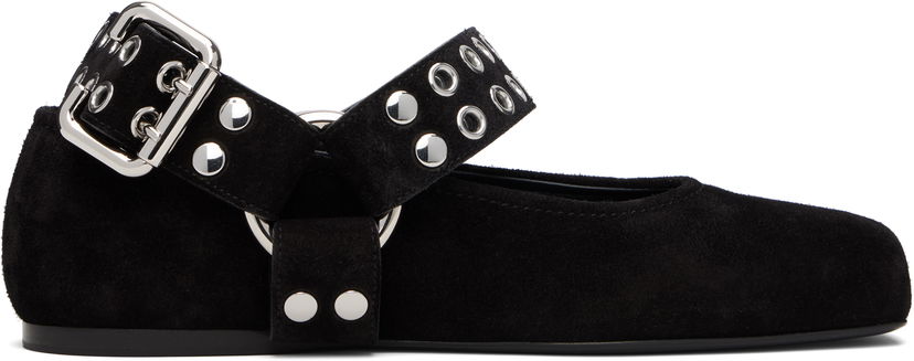 Njega cipela Alaïa ALAÏA Biker Suede Ballerina Flats Crna | AA3A041CK177