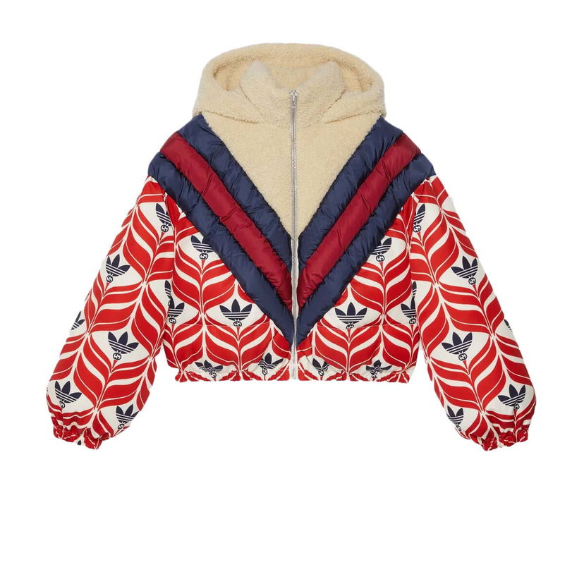 Pernata jakna Gucci adidas x Hooded Puffer Jacket Black/White/Red Crvena | 714852 ZALFN 1043