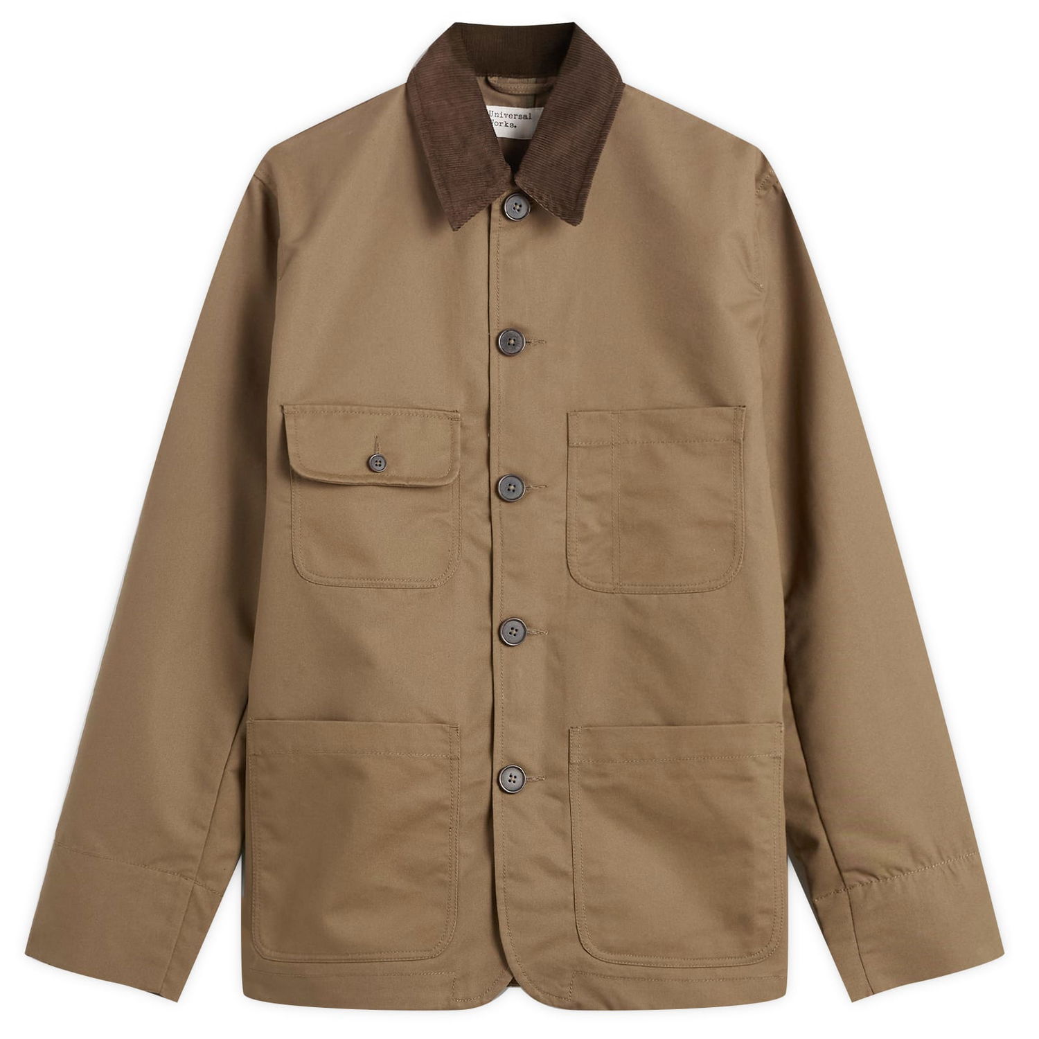 Jakna Universal Works Brushed Polytech Merchant Jacket with Corduroy Collar and Patch Pockets Smeđa | 33118-KHK, 1