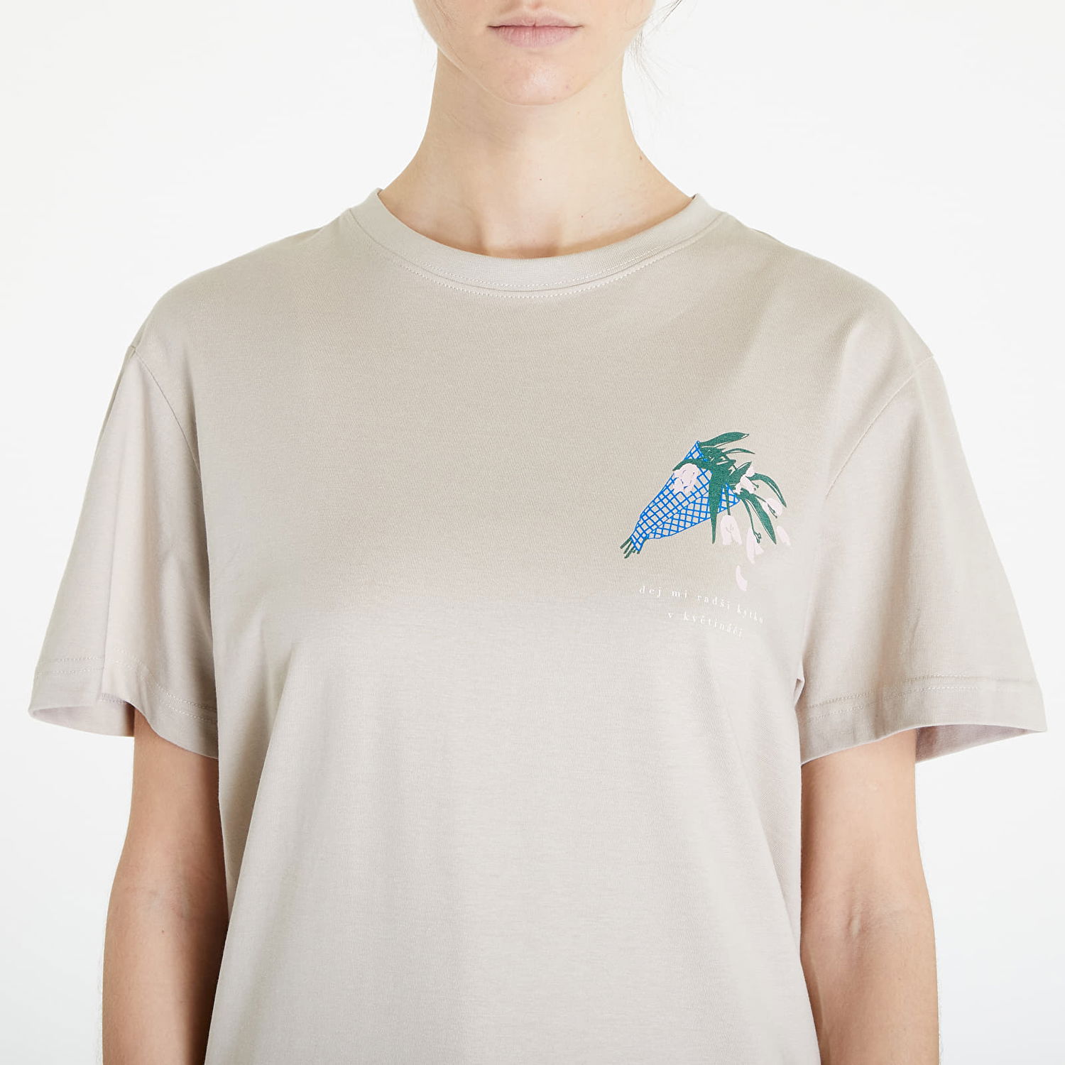 Majica kratkih rukava Queens Dej Mi Radši Kytku V Květináči T-Shirt Bež | QNS_036, 1