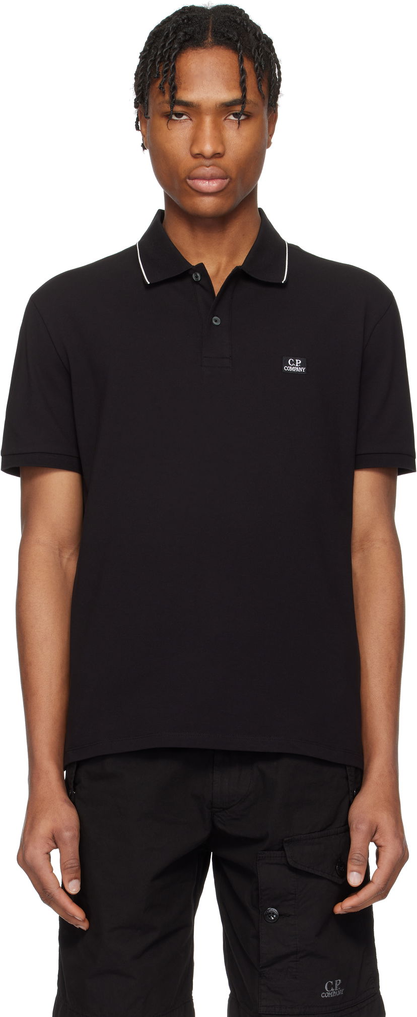 Polo majica C.P. Company C.P. Company Stretch Piquet Two-Button Polo Crna | 18CMPL097A005263W