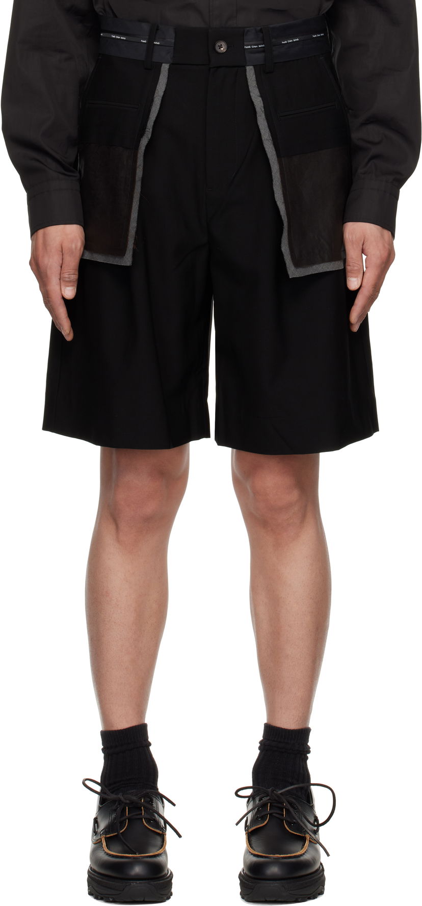 Kratke hlače Feng Chen Wang Feng Chen Wang Deconstructed Patchwork Shorts Crna | FUS19ST02