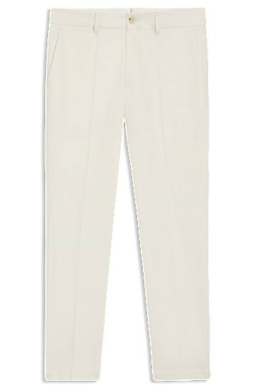 Hlače BOSS Slim-Fit Stretch Double-Faced Trousers Bijela | 50545623