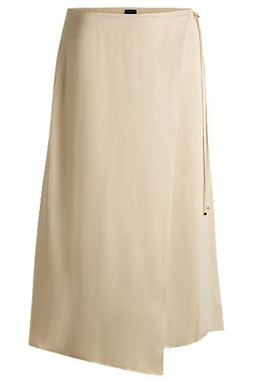 Suknja BOSS Satin Wrap-Front Midi Skirt Bež | 50538116