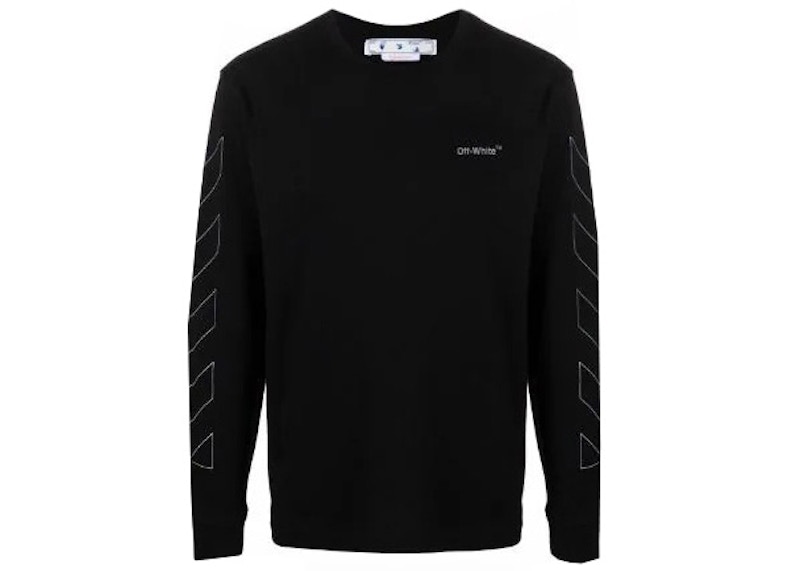 Majica kratkih rukava Off-White Black Diag Outline Long Sleeve T-shirt Black Plava | 222607F110012